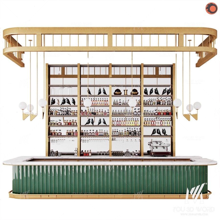 3d model of modern light luxury water bar
